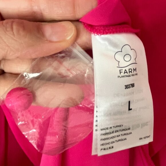 NWOT Farm Rio Satin Maxi Dress | Draped Bodice, Cutout, Padded Shoulders size L - Picture 8 of 11